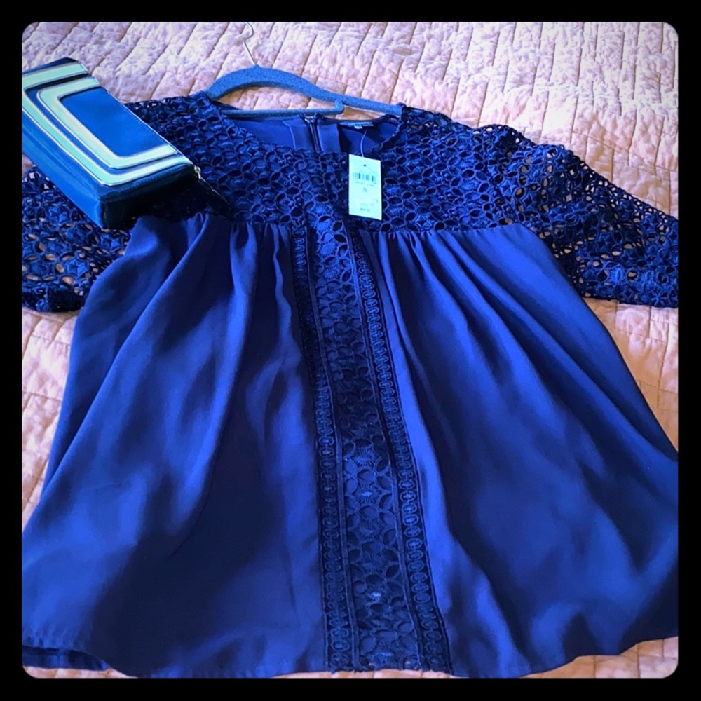 Ann Taylor Navy Blue Lace too